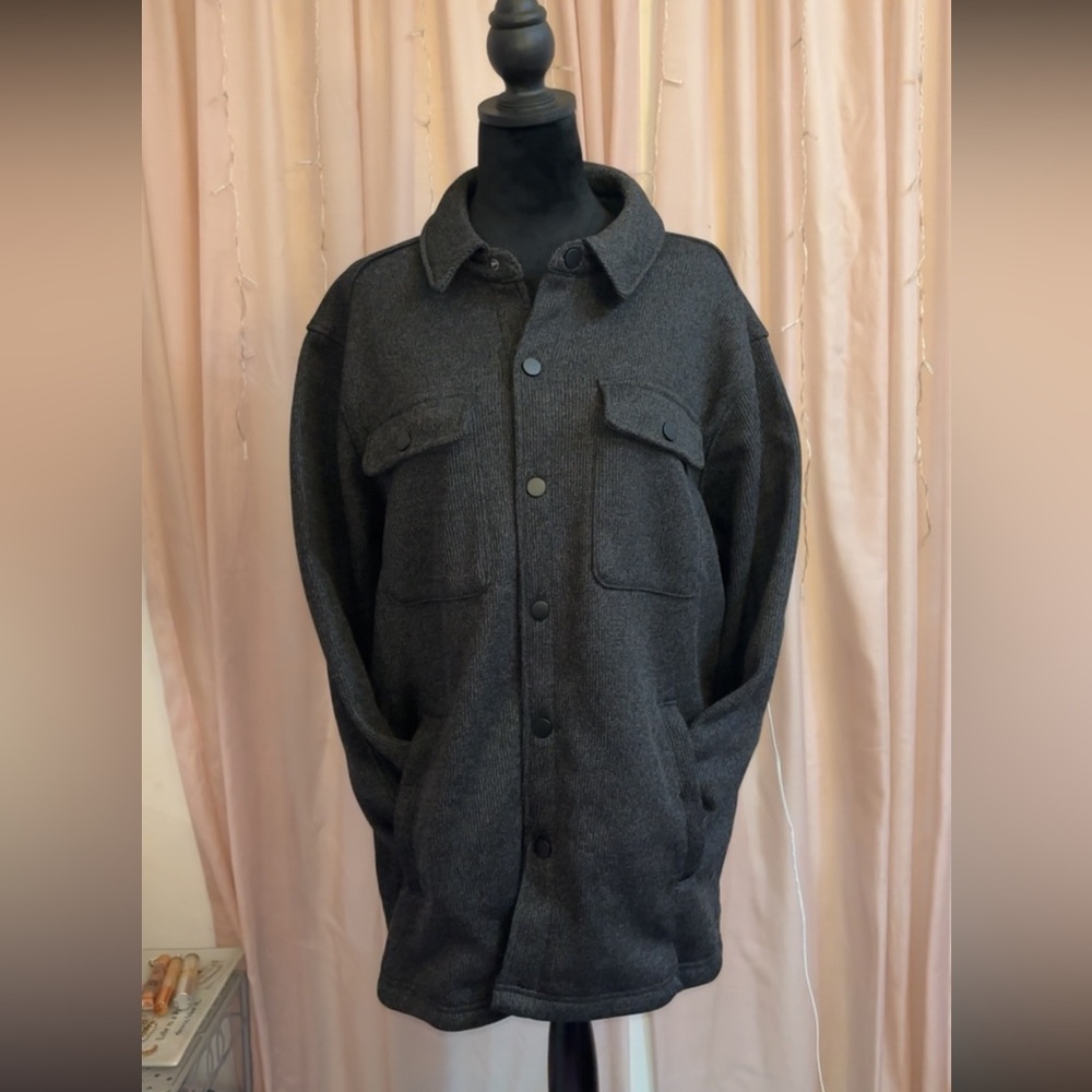 Brand New with tags! Mens Dark grey fleece-shirt Jacket! Super comfortable!
